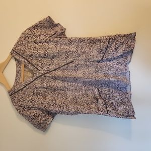 Purple and Grey Floral Scrub Top
